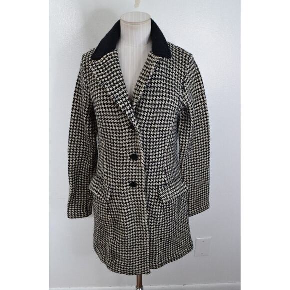 Lauren Ralph Lauren Womens Houndstooth Sweater Jacket Medium Pocket Button Wool - Picture 1 of 6